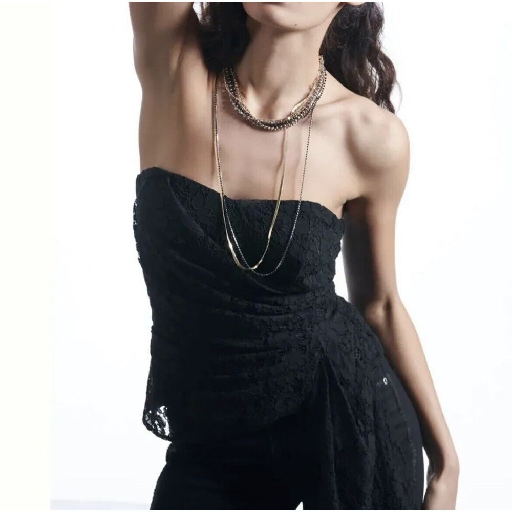 ANTHROPOLOGIE X MARE MARE‎ BLACK LACE CORSETED TUBE TOP Size M